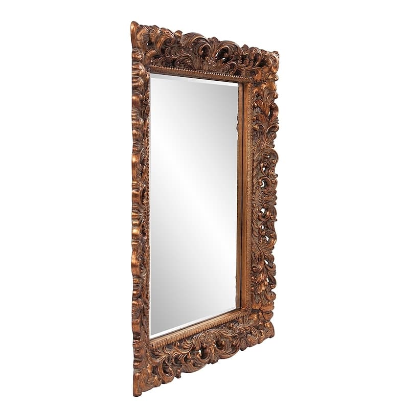 Allan Andrews Antique Gold Ornate Framed Rectangular Beveled Wall Mirror - 46"H x 32"W x 4"D
