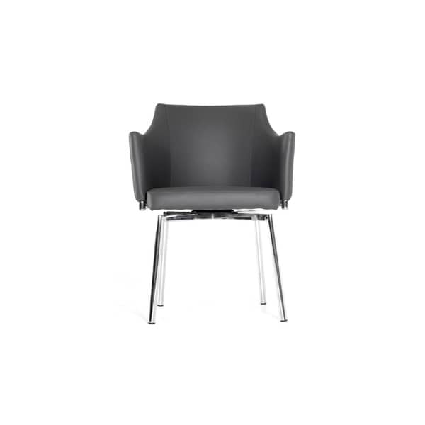 HomeRoots Furniture 32"H Modern Grey Upholstered Leatherette Dining Chair with Swivel Seat