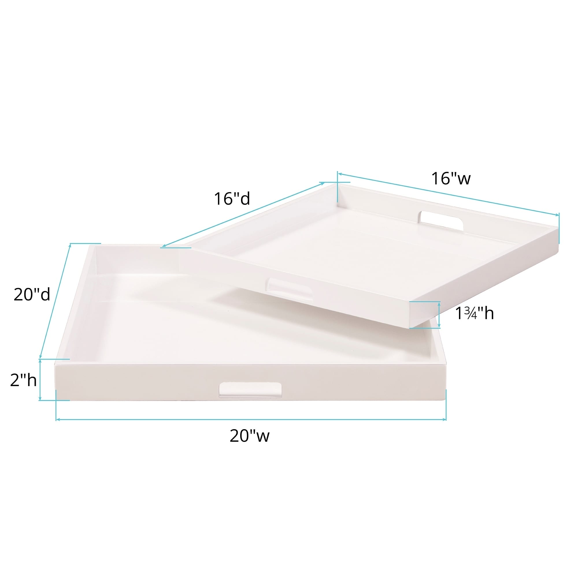 Allan Andrews White Lacquer Square Wood Tray Set with Handles - On