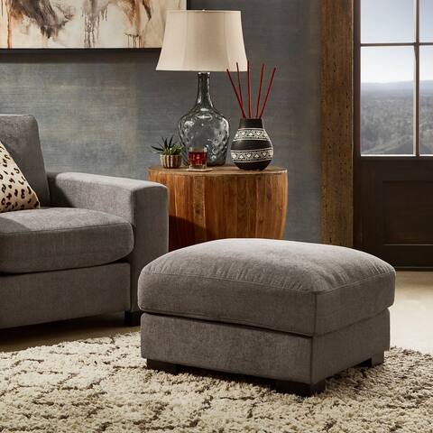 Ashton Grey Fabric Down-Feather Filled Ottoman by iNSPIRE Q Artisan