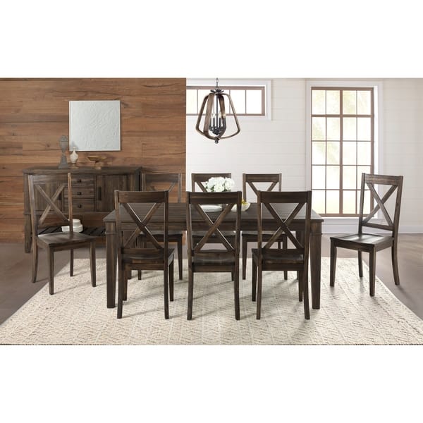 Oroville Rustic Solid Wood 10 Piece Dining Room Set