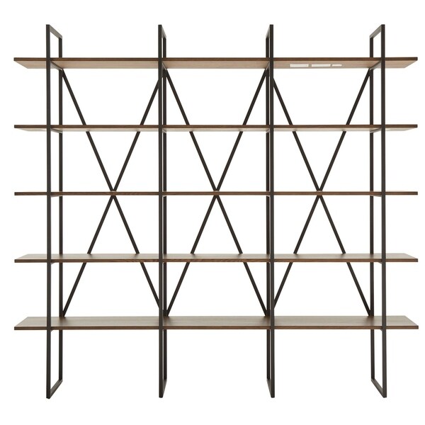 Sayler X-Back Metal Post Bookshelf with Walnut Finish by iNSPIRE Q Artisan