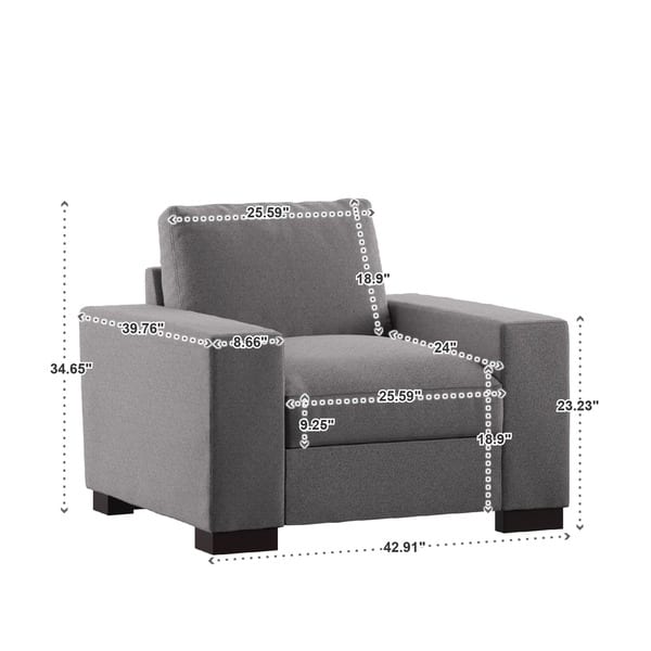 Ashton Grey Fabric Double Sided DownFeather Filled Chair by iNSPIRE Q