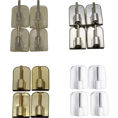 Self Adhesive Hooks Sash Rod Kitchen Curtains Set of 4 - n/a