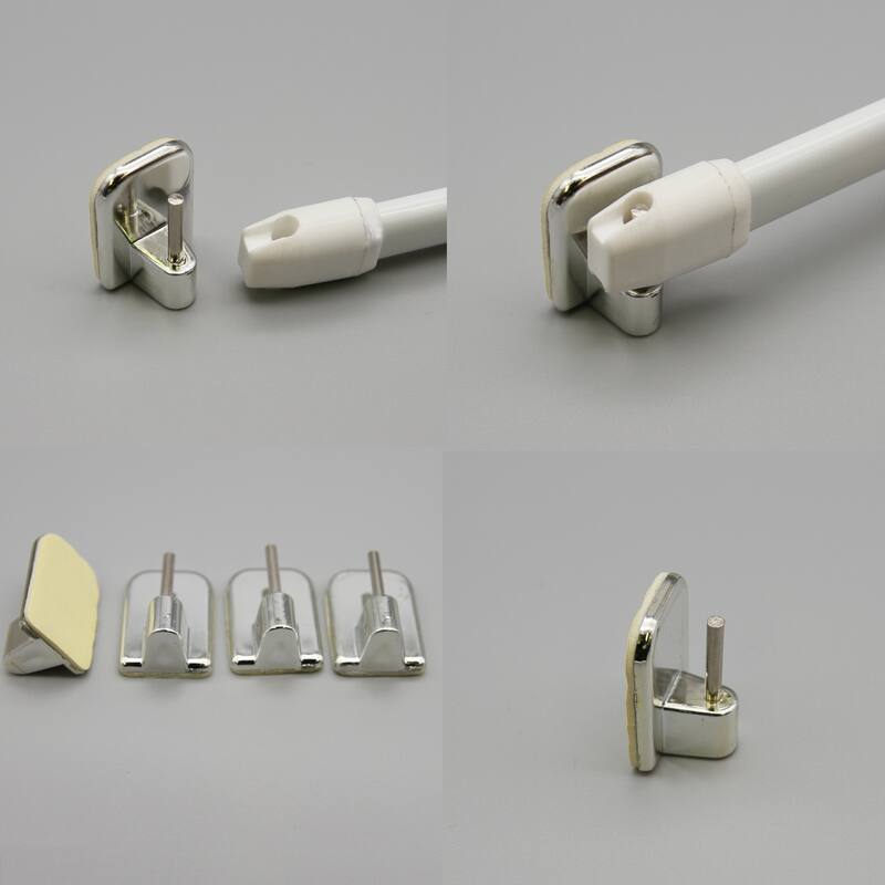 Self Adhesive Hooks Sash Rod Kitchen Curtains Set of 4 - n/a