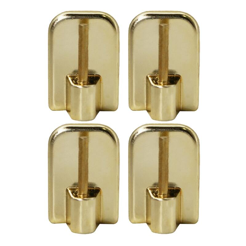 Self Adhesive Hooks Sash Rod Kitchen Curtains Set of 4 - n/a - Gold