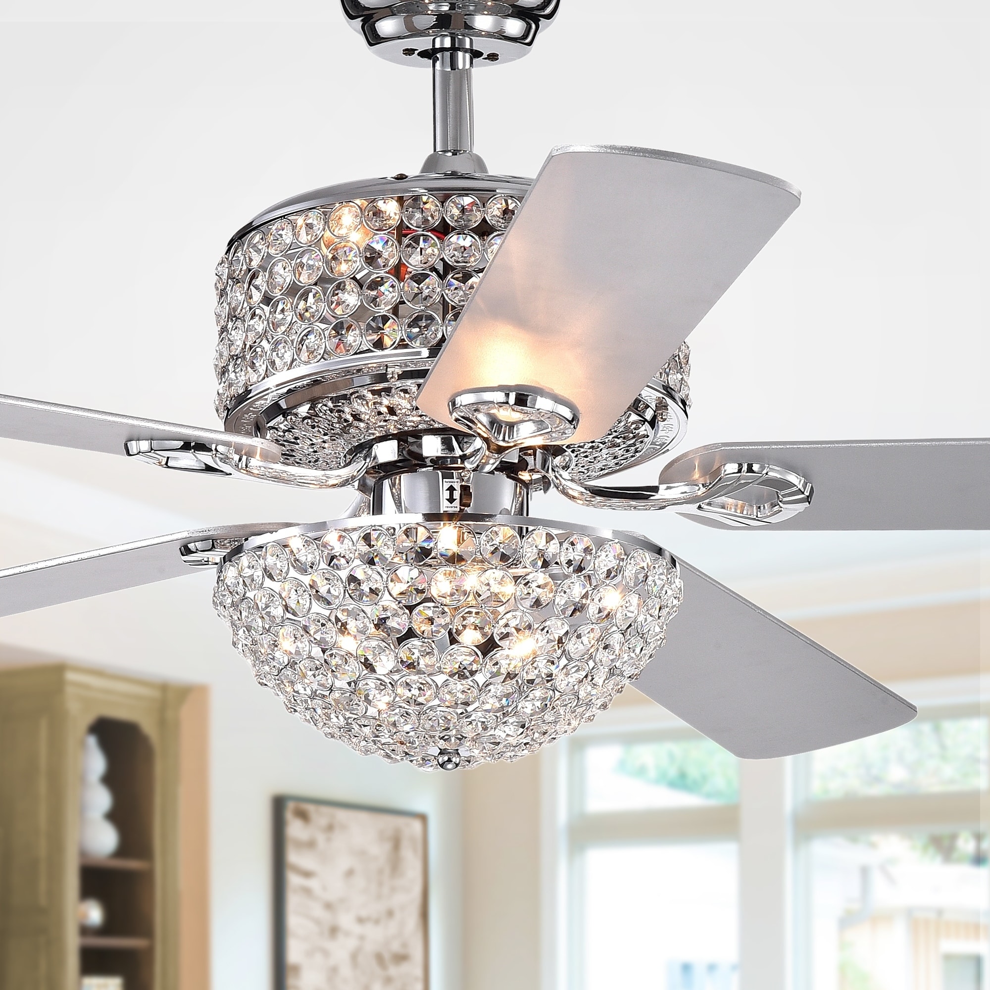 Silver Orchid Finlayson Chrome 5 Blade 52 Inch Lighted Ceiling Fan