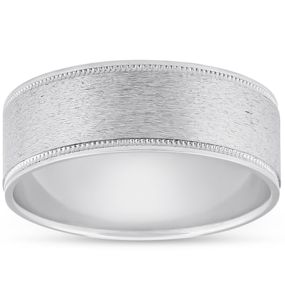 Pompeii3 Platinum 8MM Brushed Comfort Fit Ring Mens Wedding Band