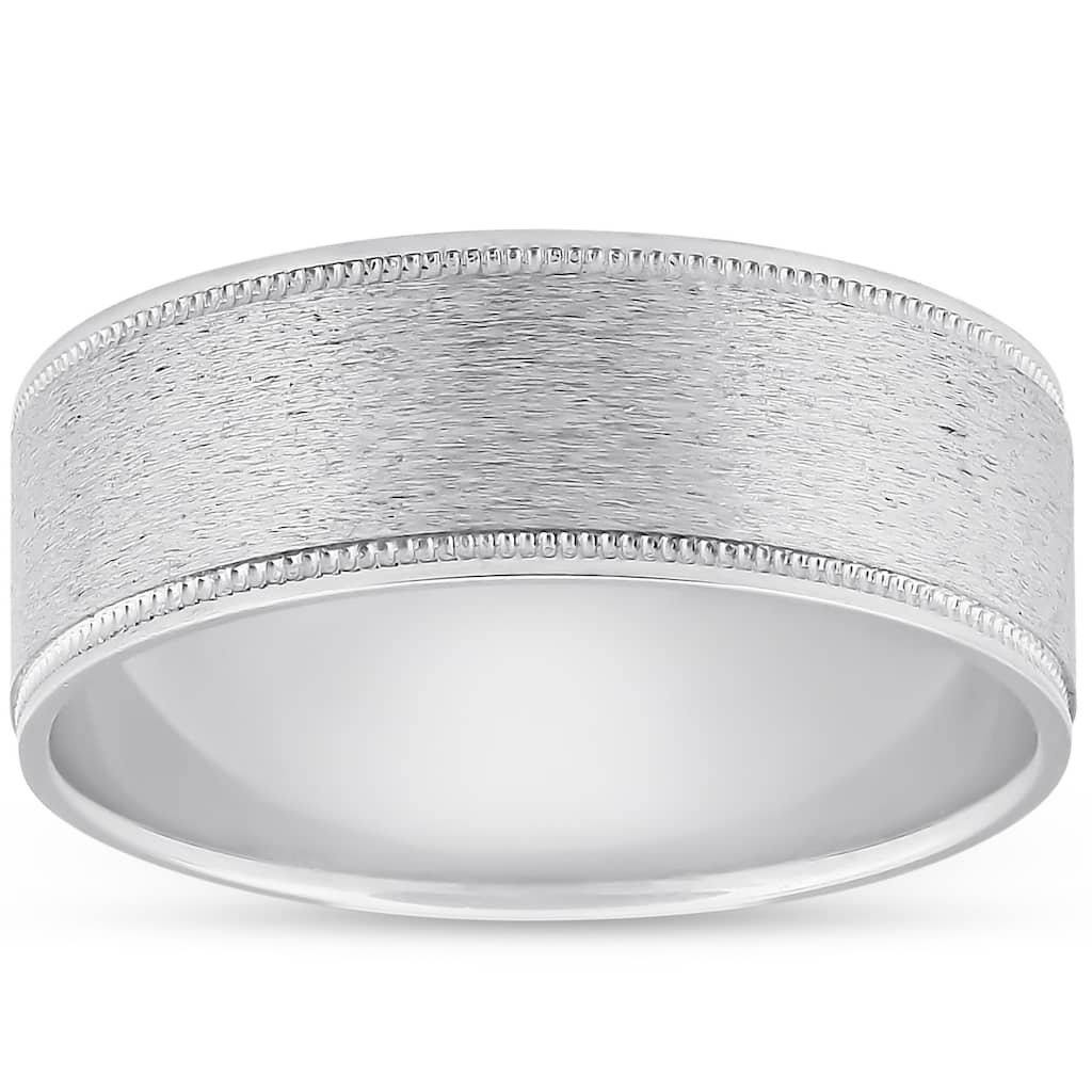 Pompeii3 Platinum 8MM Brushed Comfort Fit Ring Mens Wedding Band