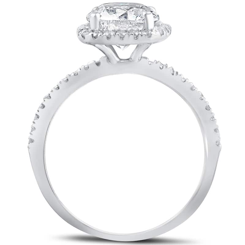 Pompeii3 Platinum 1 ct TDW Diamond Cushion Halo Engagement Ring Clarity Enhanced (G-H,SI2-I1)
