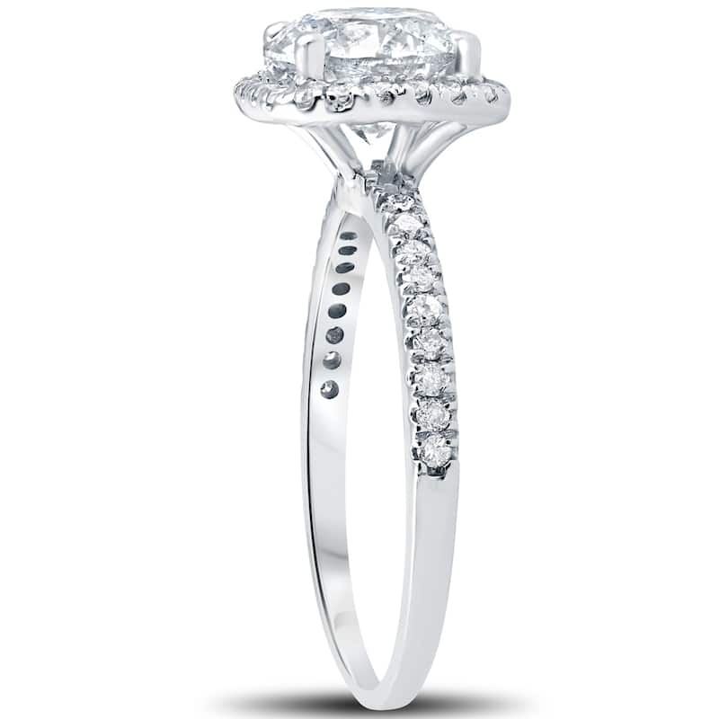 Pompeii3 Platinum 1 ct TDW Diamond Cushion Halo Engagement Ring Clarity Enhanced (G-H,SI2-I1)