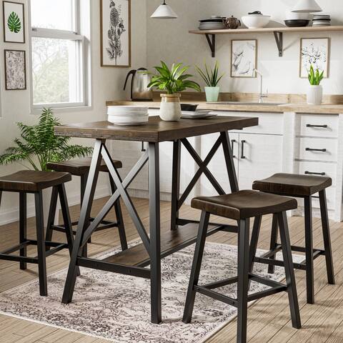 Furniture of America Datz Industrial Black Metal 5-piece Counter Set