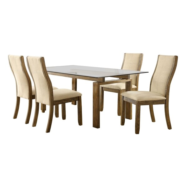 Furniture of America Posh Contemporary Oak 5-piece Dining Set