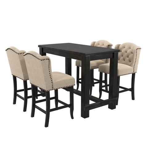 Furniture of America Morz Rustic Black 5-piece Bar Table Set