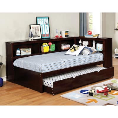 Khobi Transitional Twin Pine Bookshelf Daybed with Twin Trundle by Copper Grove