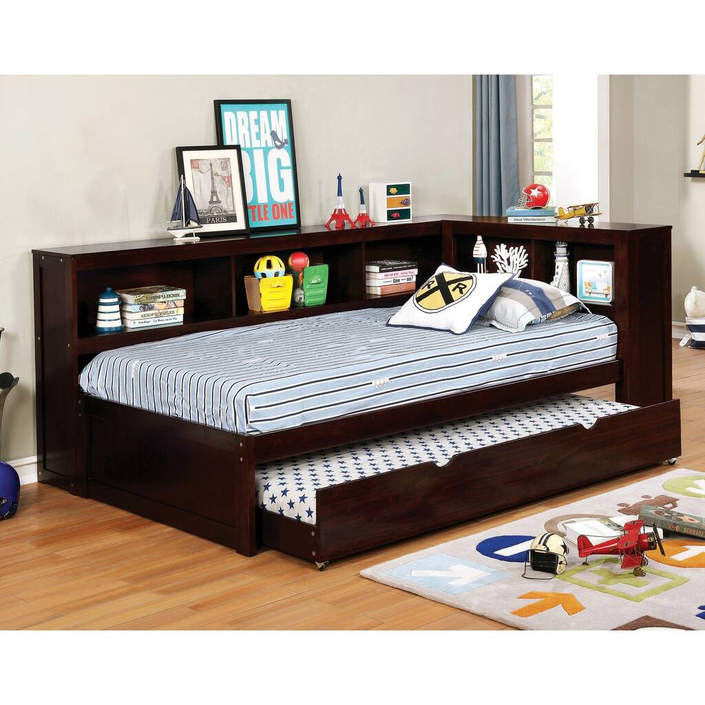 Khobi Transitional Twin Pine Bookshelf Daybed with Twin Trundle by Copper Grove