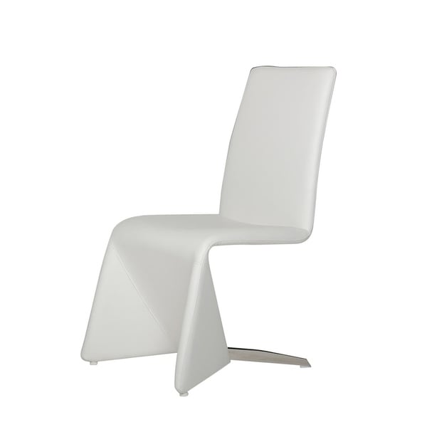 HomeRoots Furniture Contemporary White Upholstered Leatherette Dining Chair - Set of 2