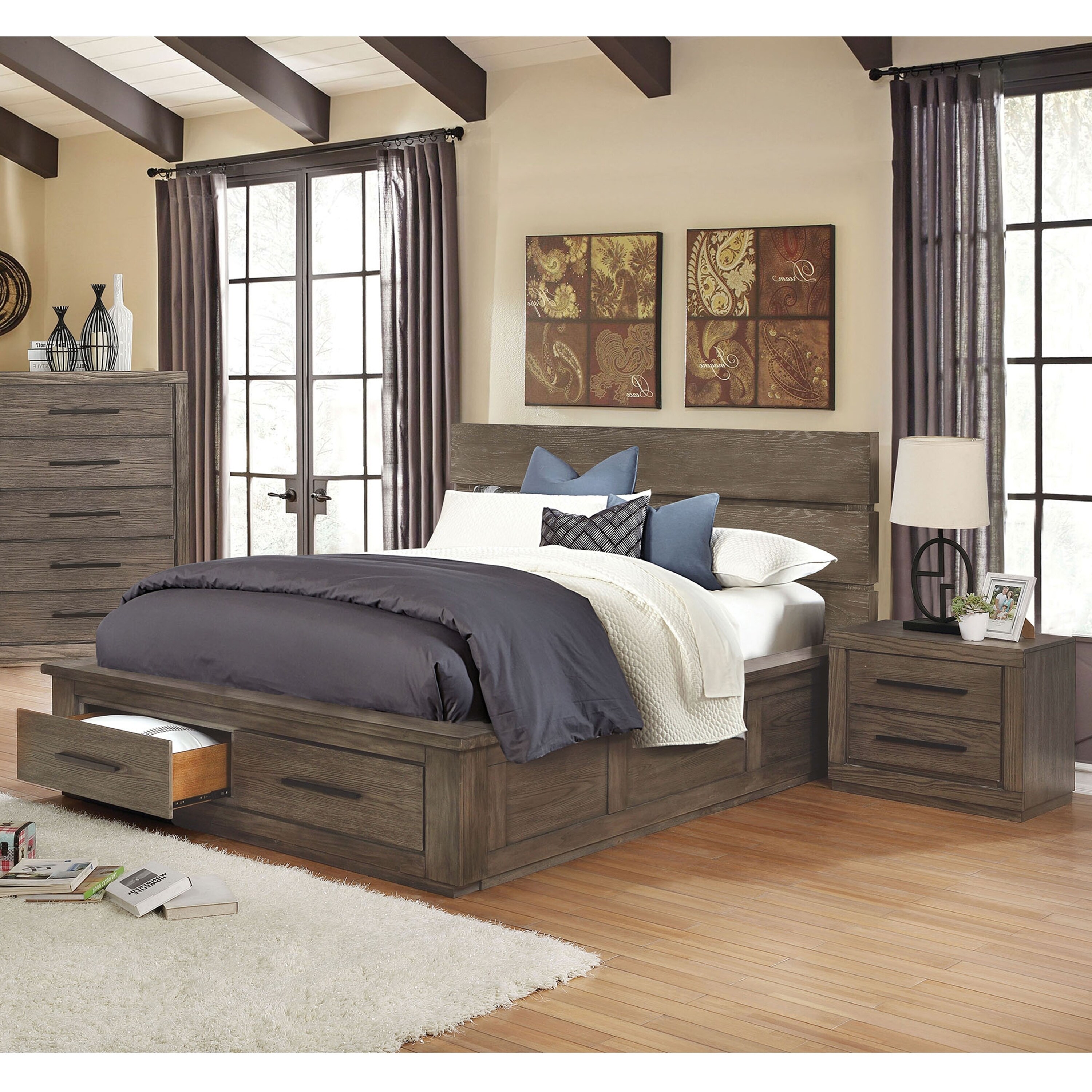 Carbon Loft Lamar Rustic California King Storage Bed 3 Piece Set