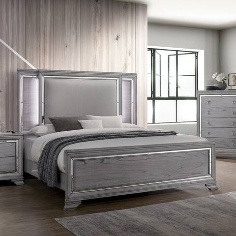 Furniture of America Taia Contemporary Grey Solid Wood Panel Bed