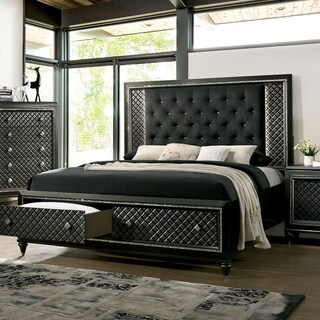 Furniture of America Quista Glam Grey 2-drawer Bed with LED