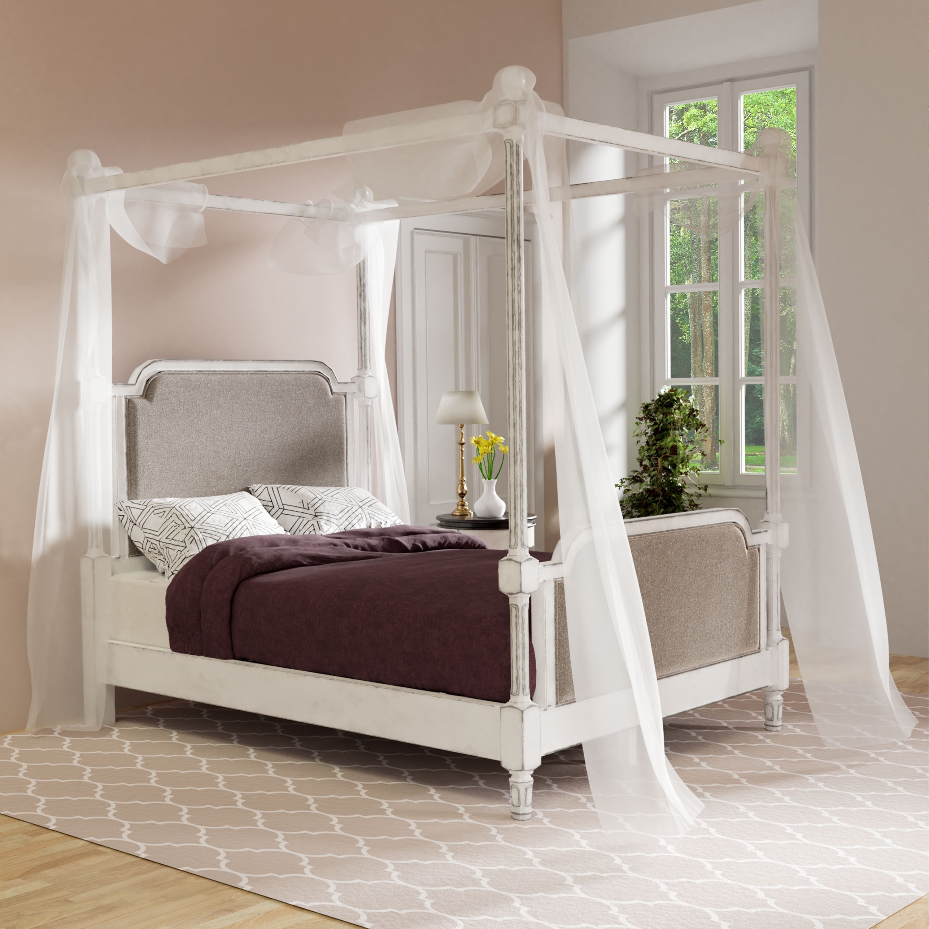 white canopy bed queen