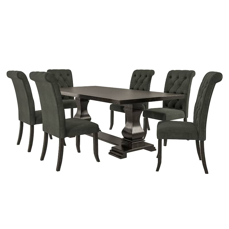 Kaolinovo Traditional Grey Solid Wood 7-Piece Dining Table Set by Furniture of America