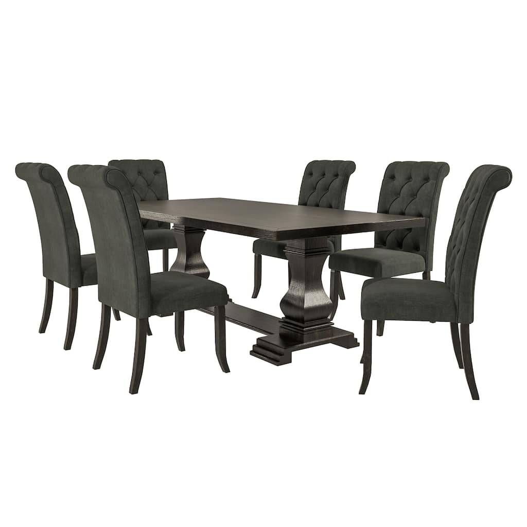 Kaolinovo Traditional Grey Solid Wood 7-Piece Dining Table Set by Furniture of America