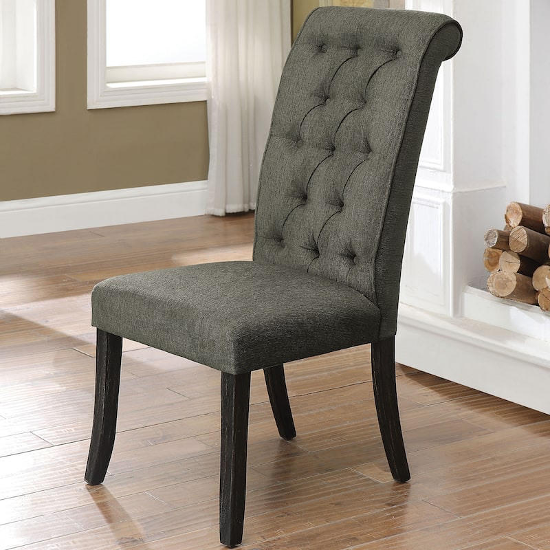 Kaolinovo Farmhouse Black Tufted 5-Piece Round Dining Table Set by Copper Grove