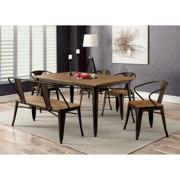 Shop Denver Industrial Natural Elm 6 Piece Dining Table Set