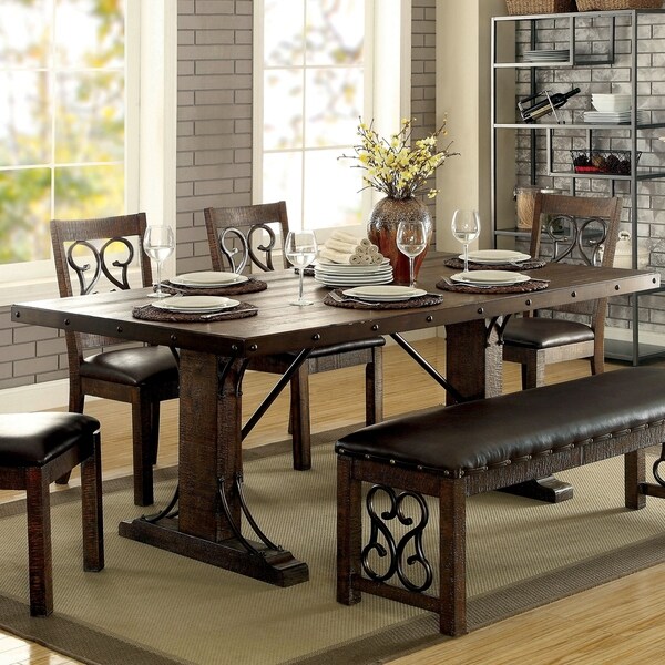 dark brown dining table set for 6