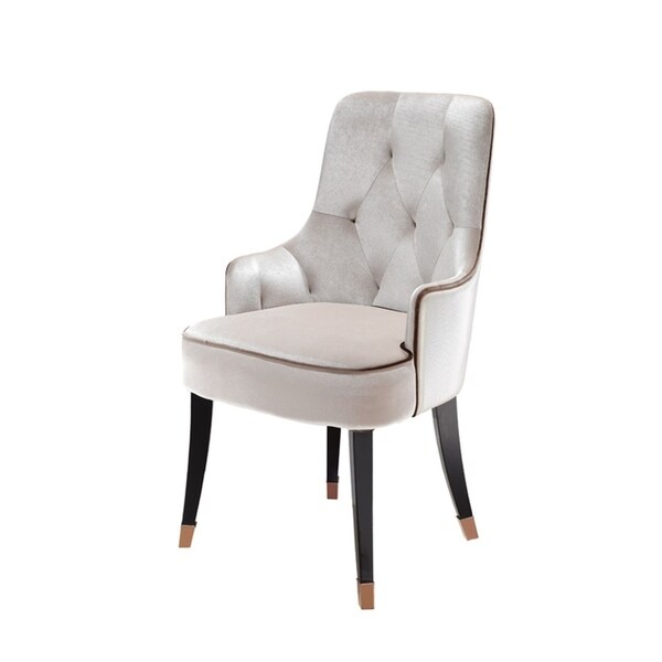 Shop HomeRoots Furniture Modern White Upholstered Velvet Fabric Dining Chair with Tufted 