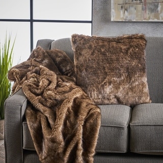 Toscana Faux Furry Pillow and Throw Blanket Combo (Set of 2) by Christopher Knight Home