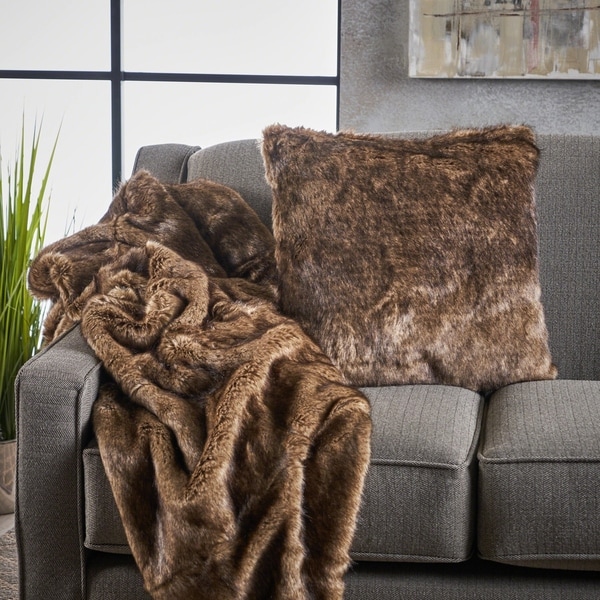 Toscana Faux Furry Pillow and Throw Blanket Combo (Set of 2) by Christopher Knight Home