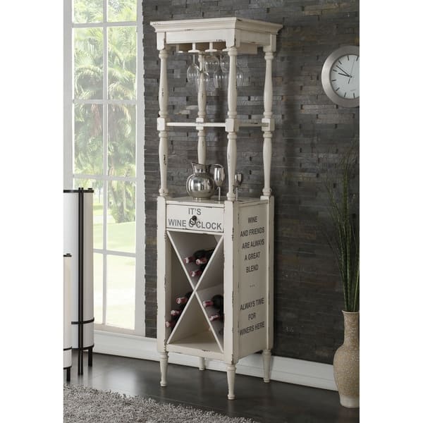 Wooden Wine Cabinet with Spacious Wine Bottle Holder, Antique