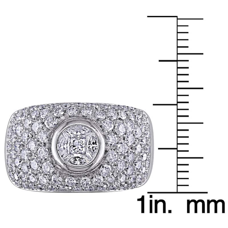 Miadora Signature Collection 18k White Gold 1-1/2ct TDW Bezel Set Pave Diamond Ring