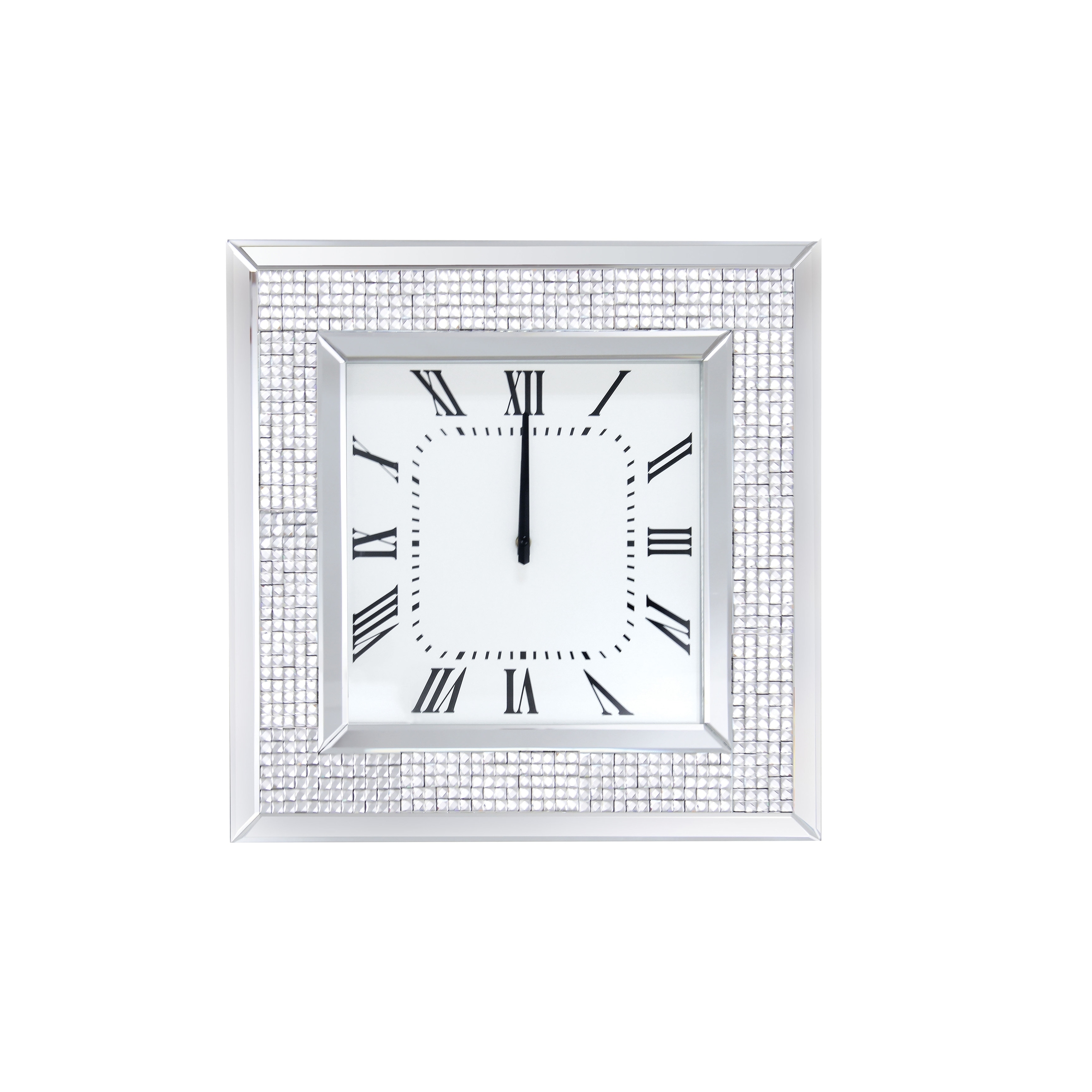 Mirror Framed Wooden Og Wall Clock With Crystal Accents Mirror Framed Wooden Og Wall Clock