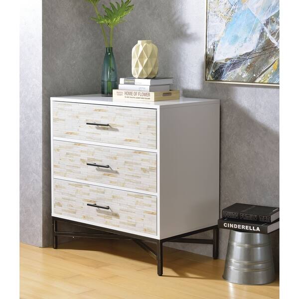 Shop Patterned Three Drawers Wooden Console Table With Metal Base