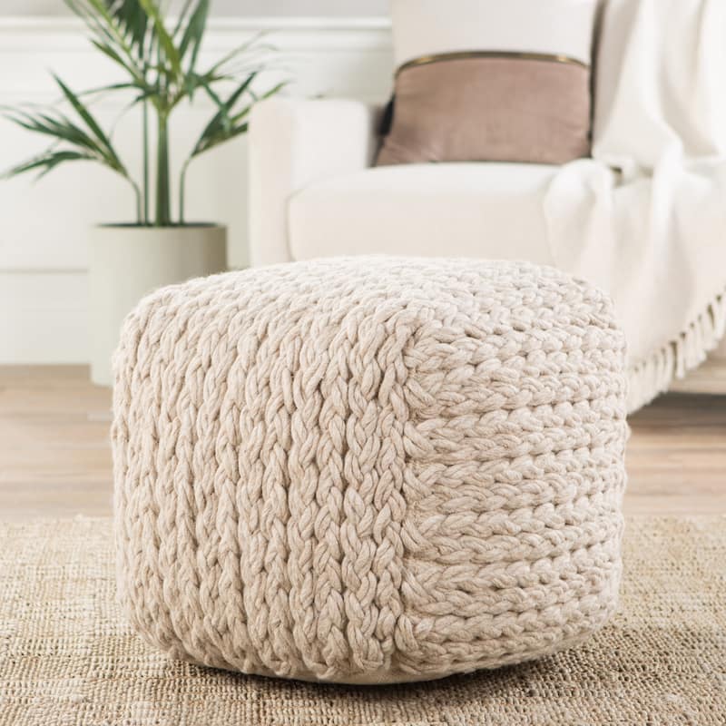 Kallan Cream Textured Pouf/ Floor Pillow