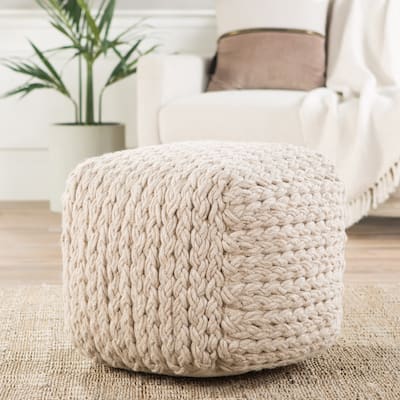 Kallan Cream Textured Pouf/ Floor Pillow