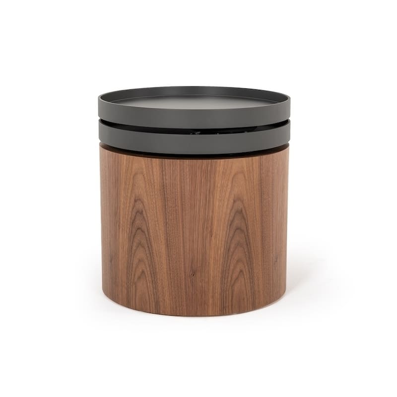 Modrest Bascom Modern Walnut End Table W/ Swivel Top