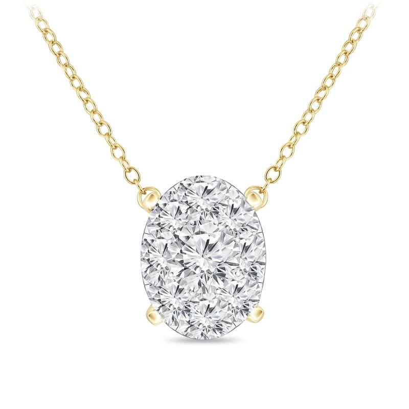 14k Gold Oval Shaped 1/3ct TDW Pave Diamond Necklace by Auriya (H-I, I1-I2)