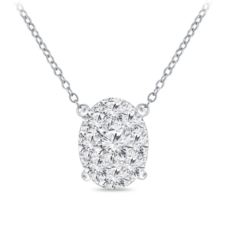 14k Gold Oval Shaped 1/3ct TDW Pave Diamond Necklace by Auriya (H-I, I1-I2)