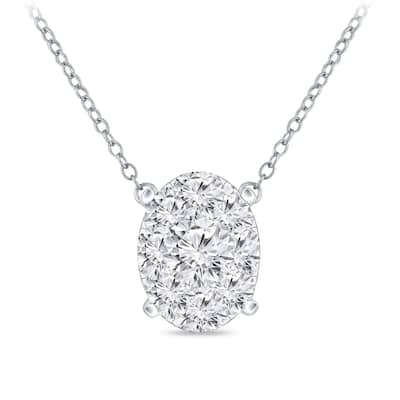 14k Gold Oval Shaped 1/3ct TDW Pave Diamond Necklace by Auriya (H-I, I1-I2)