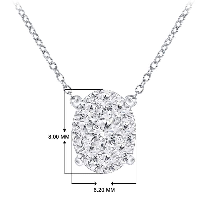 14k Gold Oval Shaped 1/3ct TDW Pave Diamond Necklace by Auriya (H-I, I1-I2)