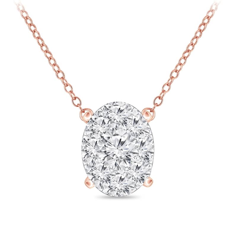 14k Gold Oval Shaped 1/3ct TDW Pave Diamond Necklace by Auriya (H-I, I1-I2)