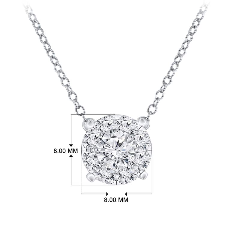 14k Gold 1/2CTW Round Halo Style Pave Diamond Necklace by Auriya (H-I, I1-I2)