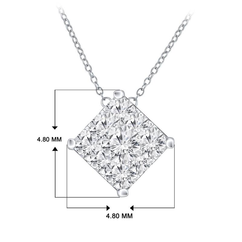 14k Gold Square Shaped 0.06ct TDW Pave Diamond Necklace by Auriya (H-I, I1-I2)