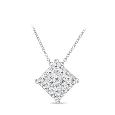 14k Gold Square Shaped 0.06ct TDW Pave Diamond Necklace by Auriya (H-I, I1-I2)
