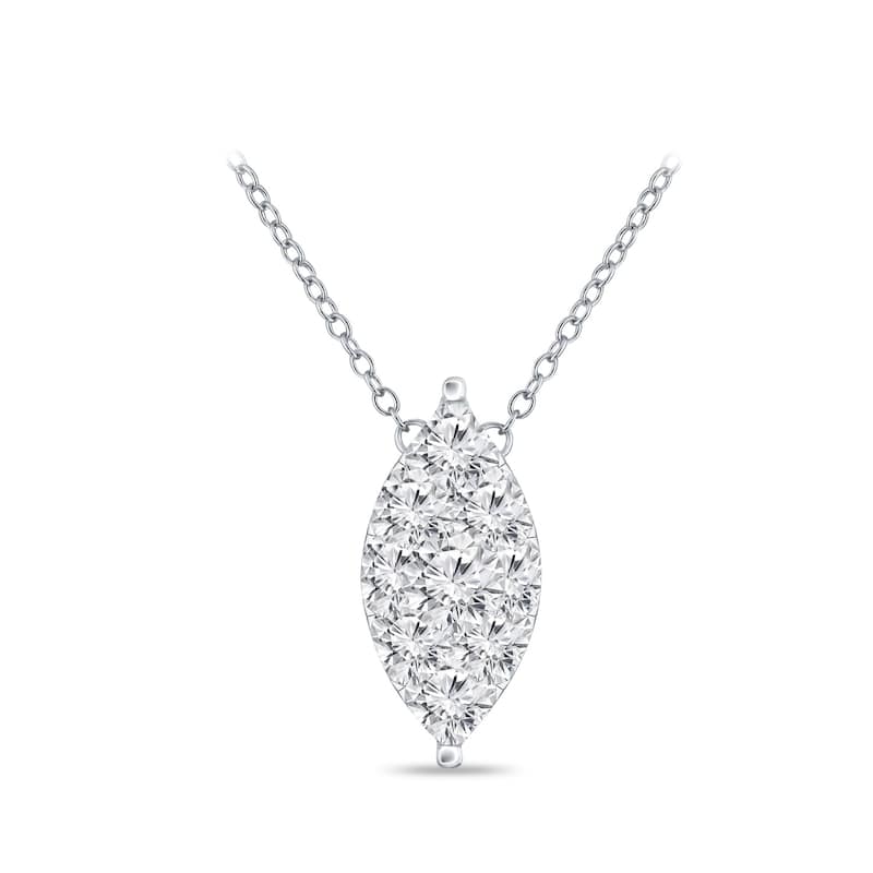 14k Gold Marquise Shaped 1/4ct TDW Pave Diamond Necklace by Auriya (H-I, I1-I2)