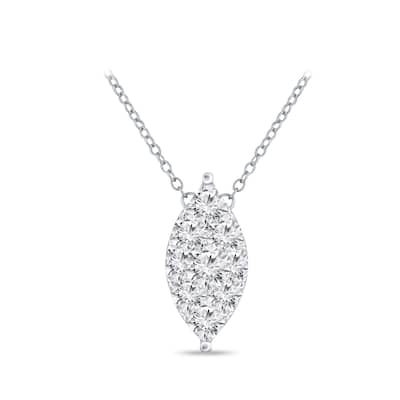 14k Gold Marquise Shaped 1/4ct TDW Pave Diamond Necklace by Auriya (H-I, I1-I2)